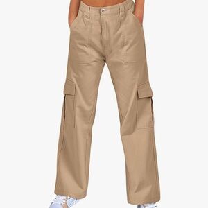 ANRABESS WOMEN'S CARGO PANTS BAGGY MULTIPLE POCKETS TROUSERS Size: M Color: Tan